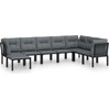 Image de vidaXL Ensemble de salon de jardin 8 pièces noir et gris poly rotin