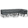 Image de vidaXL Ensemble de salon de jardin 9 pièces noir et gris poly rotin