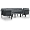 Image de vidaXL Ensemble de salon de jardin 6 pièces noir et gris poly rotin