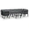 Image de vidaXL Ensemble de salon de jardin 8 pièces noir et gris poly rotin