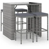 Image de vidaXL Ensemble bar de jardin 5 pièces avec coussins Gris Poly rotin