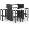 Image de vidaXL Ensemble bar de jardin 7 pièces avec coussins noir Poly rotin