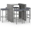 Image de vidaXL Ensemble bar de jardin 7 pièces avec coussins Gris Poly rotin