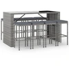 Image de vidaXL Ensemble bar de jardin 9 pièces avec coussins Gris Poly rotin