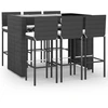 Image de vidaXL Ensemble bar de jardin 7 pièces avec coussins noir Poly rotin