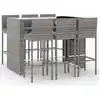 Image de vidaXL Ensemble bar de jardin 7 pièces avec coussins Gris Poly rotin