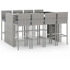 Image de vidaXL Ensemble bar de jardin 9 pièces avec coussins Gris Poly rotin