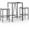 Image de vidaXL Ensemble bar de jardin 3 pièces avec coussins noir Poly rotin