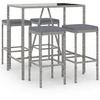 Image de vidaXL Ensemble bar de jardin 5 pièces avec coussins Gris Poly rotin