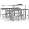 Image de vidaXL Ensemble bar de jardin 9 pièces avec coussins Gris Poly rotin