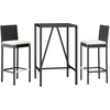 Image de vidaXL Ensemble bar de jardin 3 pièces avec coussins noir Poly rotin