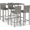 Image de vidaXL Ensemble bar de jardin 5 pièces avec coussins Gris Poly rotin