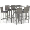 Image de vidaXL Ensemble bar de jardin 7 pièces avec coussins Gris Poly rotin