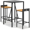 Image de vidaXL Ensemble bar de jardin 3 pièces noir Poly rotin & bois massif acacia