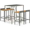 Image de vidaXL Ensemble bar de jardin 5 pièces gris Poly rotin & bois massif acacia