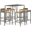 Image de vidaXL Ensemble bar de jardin 7 pièces gris Poly rotin & bois massif acacia