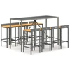 Image de vidaXL Ensemble bar de jardin 9 pièces gris Poly rotin & bois massif acacia