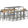 Image de vidaXL Ensemble bar de jardin 11 pièces gris Poly rotin & bois massif acacia