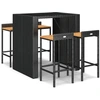 Image de vidaXL Ensemble bar de jardin 5 pièces noir Poly rotin & bois massif acacia