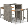 Image de vidaXL Ensemble bar de jardin 5 pièces gris Poly rotin & bois massif acacia