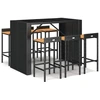 Image de vidaXL Ensemble bar de jardin 7 pièces noir Poly rotin & bois massif acacia