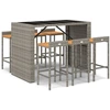 Image de vidaXL Ensemble bar de jardin 7 pièces gris Poly rotin & bois massif acacia