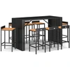 Image de vidaXL Ensemble bar de jardin 9 pièces noir Poly rotin & bois massif acacia
