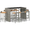 Image de vidaXL Ensemble bar de jardin 9 pièces gris Poly rotin & bois massif acacia