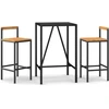 Image de vidaXL Ensemble bar de jardin 3 pièces noir Poly rotin & bois massif acacia