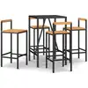 Image de vidaXL Ensemble bar de jardin 5 pièces noir Poly rotin & bois massif acacia