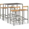 Image de vidaXL Ensemble bar de jardin 5 pièces gris Poly rotin & bois massif acacia