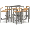 Image de vidaXL Ensemble bar de jardin 7 pièces gris Poly rotin & bois massif acacia