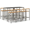 Image de vidaXL Ensemble bar de jardin 9 pièces gris Poly rotin & bois massif acacia