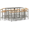 Image de vidaXL Ensemble bar de jardin 11 pièces gris Poly rotin & bois massif acacia