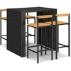 Image de vidaXL Ensemble bar de jardin 5 pièces noir Poly rotin & bois massif acacia