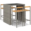 Image de vidaXL Ensemble bar de jardin 5 pièces gris Poly rotin & bois massif acacia