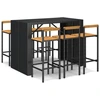 Image de vidaXL Ensemble bar de jardin 7 pièces noir Poly rotin & bois massif acacia