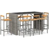 Image de vidaXL Ensemble bar de jardin 7 pièces gris Poly rotin & bois massif acacia
