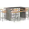 Image de vidaXL Ensemble bar de jardin 9 pièces gris Poly rotin & bois massif acacia