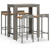 Image de vidaXL Ensemble bar de jardin 5 pièces gris Poly rotin & bois massif acacia
