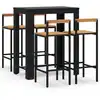 Image de vidaXL Ensemble bar de jardin 5 pièces noir Poly rotin & bois massif acacia