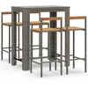 Image de vidaXL Ensemble bar de jardin 5 pièces gris Poly rotin & bois massif acacia