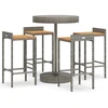 Image de vidaXL Ensemble bar de jardin 5 pièces gris Poly rotin & bois massif acacia