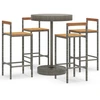 Image de vidaXL Ensemble bar de jardin 5 pièces gris Poly rotin & bois massif acacia