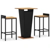Image de vidaXL Ensemble bar de jardin 3 pièces noir Poly rotin & bois massif acacia