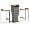 Image de vidaXL Ensemble bar de jardin 3 pièces gris Poly rotin & bois massif acacia