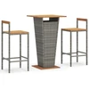 Image de vidaXL Ensemble bar de jardin 3 pièces gris Poly rotin & bois massif acacia