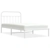 Image de vidaXL Cadre de lit avec tête de lit en métal blanc 107x203 cm