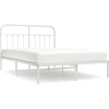 Image de vidaXL Cadre de lit avec tête de lit en métal blanc 140x200 cm