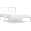 Image de vidaXL Cadre de lit avec tête de lit en métal blanc 150x200 cm